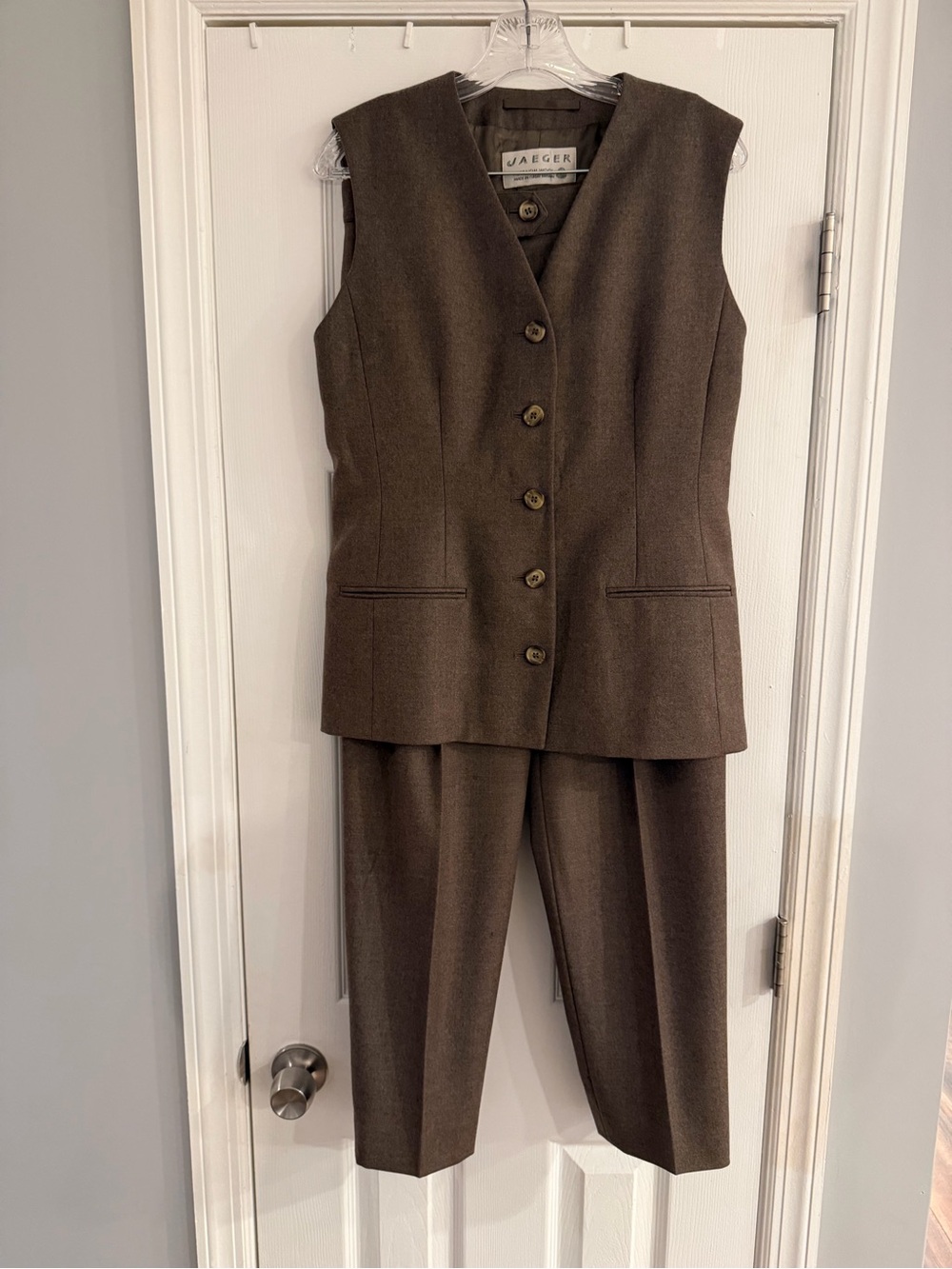 Vintage late 80’s Jaeger 100% Wool Vest &Trousers, Made in Great Britain